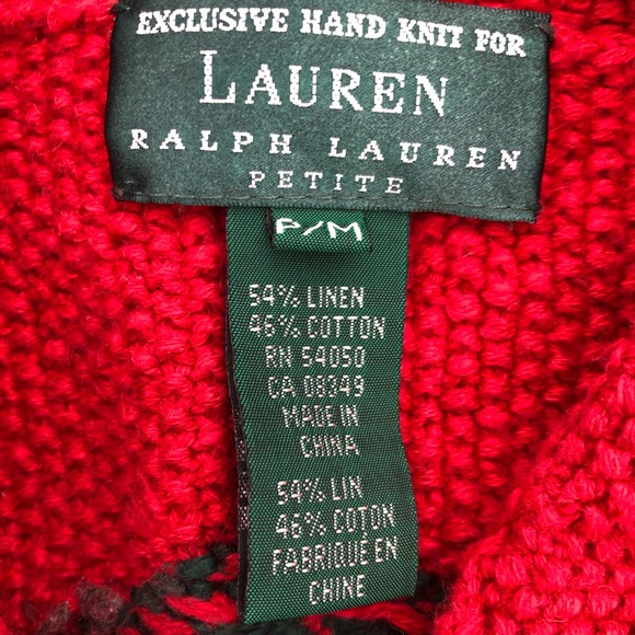 Vintage Ralph Lauren Polo womens reindeer cardigan hand knit sweater - Picture 3 of 4